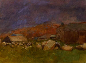 Christa Gaa, German/British 1937-1992- Cornish Landscape, Early Spring; watercolour, pencil and gouache, signed, inscribed to the reverse of the frame, 23x31cm