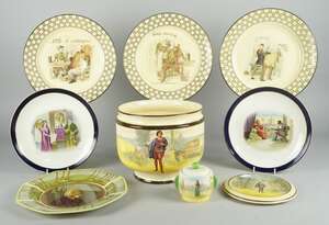 
	
		A Group of Royal Doulton Series ware comprising: a Shakespeare G teapot stand (Hamlet); a...