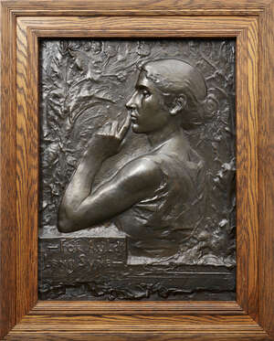 
	
		Charles Pierre Van Der Stappen (Belgian 1843-1910), a patinated bronze relief panel...