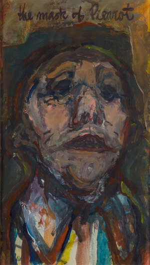 
	
		Alfred Cohen, 
		American/British 1920-2001 - 
		 
		The Mask of Pierrot; 
		 
		oil...