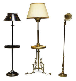 
	
		A Victorian style gilt metal and onyx standard lamp, second half 20th Century, with...