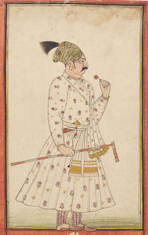 
	
		A portrait of the Emperor Muhammad Shah, Mankot, 2nd quarter 18th century, opaque...