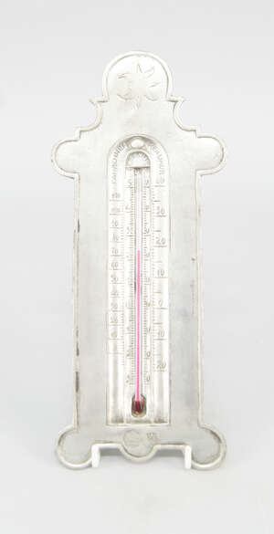 
	
		An Italian pewter thermometer, 20th century, with touch marks to front and back, 24.5cm...