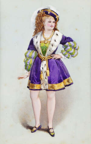 
	
		William John Charles Pitcher, British, 1858-1925, a costume design for Apollo, signed and...