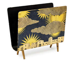 
	
		Pierro Fornasetti (1913-1988), a "Sole di Capri" pattern magazine stand 
		c.1950s,...