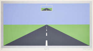 
	
		Patrick Hughes,
		British b.1939
		 
		Deja Vu, 1976;
		 
		screeprint in colours on...