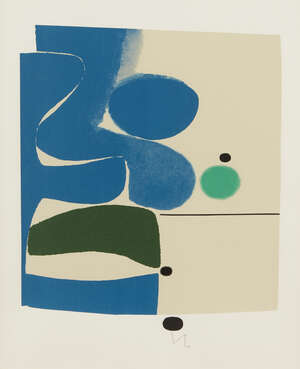 
	
		Victor Pasmore CH CBE,
		British 1908-1988- 
		 
		Blue Movement and Green, 1980;
		 
		