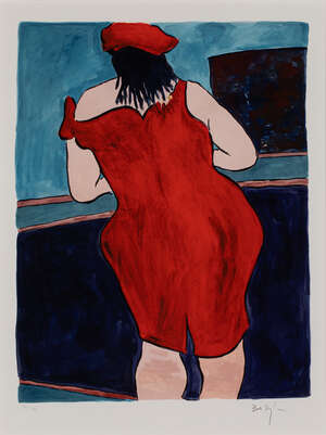 
	
		Bob Dylan, 
		American b.1941- 
		 
		Woman In Red Lion Pub, 2016; 
		giclée print in...