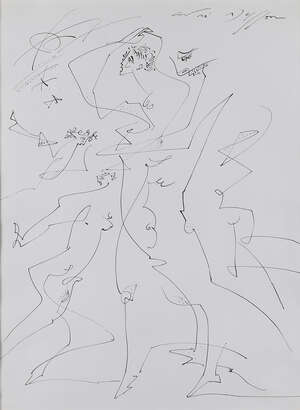 André Masson, 
French 1896-1957- 
 
Poursuites, 1970; 
 
ink on paper, signed upper right, 44x32cm...