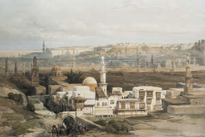 
	
		David Roberts RA,  
		British 1796-1864- 
		 
		Luxor, Jerusalem from the road leading...