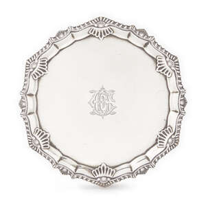 
	
		An Edward VII silver salver, London c.1901, Hawksworth, Eyre & Co Ltd., with moulded...