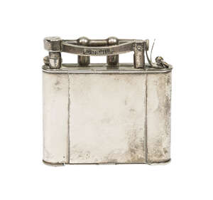 
	
		Dunhill, a silver-plated lighter with integral compact
		Signed Dunhill on the arm,...