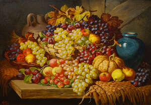 
	
		Charles Thomas Bale, 
		British act.1866-1895-
		 
		Still life of apples, pears and...