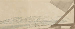 William Innes Pocock, 
		British 1783-1836- 
		 
		Brent Knoll from Mill on Bridgewater Road, (recto), Chepstow Castle, South Gate, (verso), c.1816; 
		 
