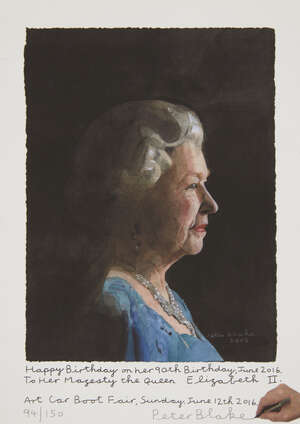 
	
		Sir Peter Blake CBE RDI RA, 
		British b.1932- 
		 
		To Her Majesty, Queen Elizabeth...