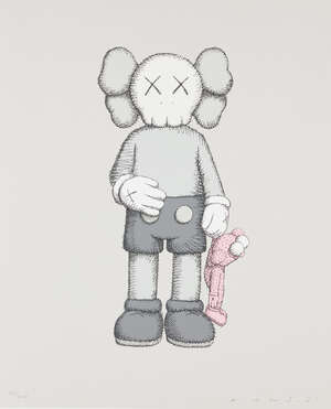 KAWS, American b.1974- Share, 2021; screenprint on Stonehenge grey wove, signed, dated and numbered...
