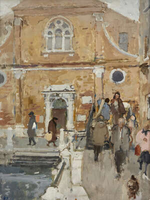 RTO Bernard Dunstan RA, 
		British 1920-2017- 
		 
		San Martino Venice;
		 
		oil on board, signed with initials, titled and dated 6.83 on reverse, 40x