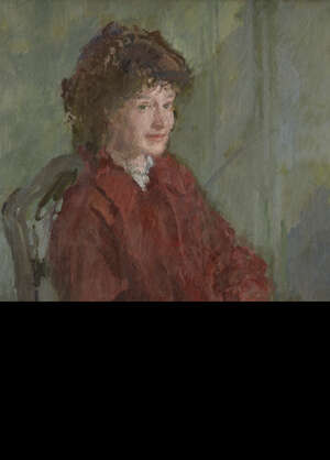 
	
		Peter Greenham RA CBE,
		British 1909-1992-
		 
		Portrait of Liz Kirkwood;
		 
		oil...