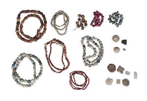 
	
		A collection of beads and necklaces, mostly Roman, to consist of two strings of beads of...