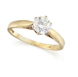 
	
		An 18ct gold and diamond single-stone ring, the single round brilliant-cut diamond...