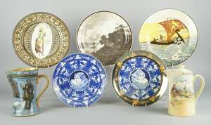 
	
		A Group of Royal Doulton comprising: a Series ware Historic England hot water jug and lid...