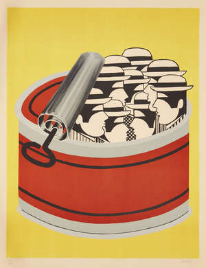 
	
		Yannis Gaitis,
		Greek 1923-1984-
		 
		Men in Can;
		 
		lithograph in colours on...