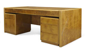 
	
		John Home, a burr oak 'Ambassador' range desk and side table for HK Furniture    
		