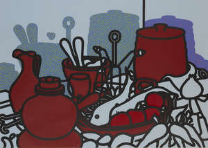 
	
		Patrick Caulfield CBE RA, 
		British 1936-2005- 
		 
		Glazed Earthenware, 1976;
		