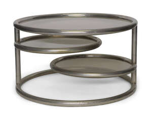 
	
		Manner of Milo Baughman, 
		 
		Chromed brass fold out coffee table, circa 1970, ...