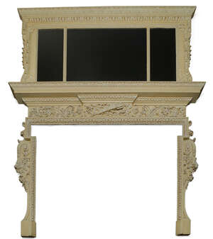 
	
		A Louis XVI style cream painted and carved fireplace, early 20th century, the frieze with...