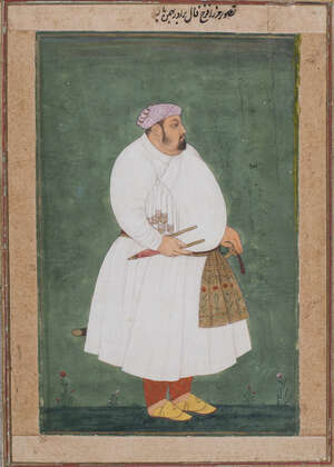 
	
		A portrait of Mirza Farrukh Fal, Mughal style at Bikaner, Rajasthan, 19th Century, opaque...
