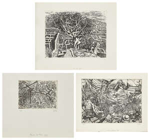
	
		Nikos Hadjikyriakos-Ghikas, 
		Greek 1906-1994-
		 
		Fig Tree, 1975;
		 
		etching on...