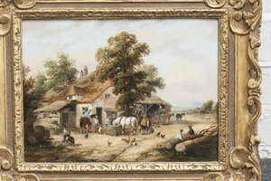 
	
		Georgina Lara, 
		British fl. 1862-1871-
		 
		Busy farmyard and cottage scenes with...