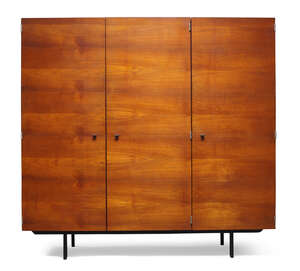 
	
		Pierre Guariche (French 1926-1995), a model 'F3330' teak triple wardrobe for Meurop  
		