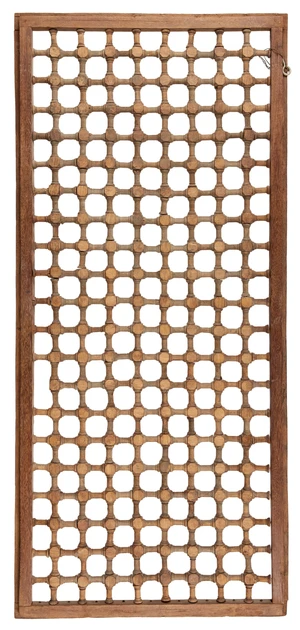 A rectangular and latticed carved wood window shutter,&nbsp;Mughal India, 18th century,&nbsp;
115 x...
