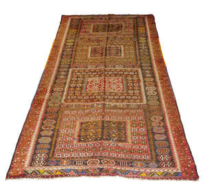 
	
		A Caucasian Kelim, early 20th century, with main design of four rectangular panels,...