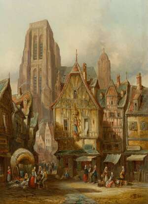 
	
		Henry (Henri) Schäfer, 
		 
		French 1833-1916- 
		 
		St Wulfran's Church, Abbeville;...