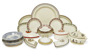 
	
		A selection of late 18th century and later cream wares, to include a Wedgwood...