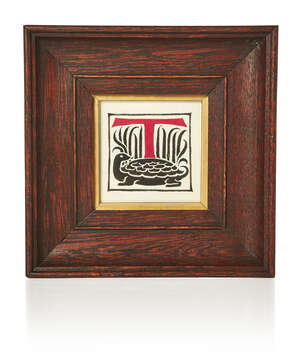 
	
		Charles Francis Annesley Voysey, British 1857-1941, a Design for capital letter 'T' 
		