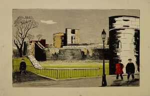 
	
		Fred Uhlman, 
		British 1901-1985- 
		 
		The Tower of London; 
		 
		lithograph in...
