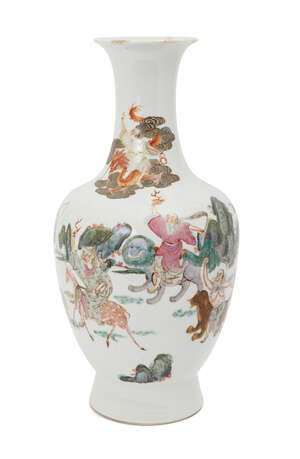 
	
		A large Chinese porcelain baluster vase, 19th century, painted in famille rose enamels...