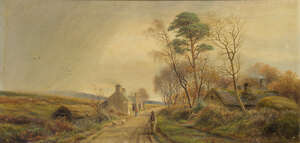 
	
		C H Harrison, 
		British, late 19th/early 20th century- 
		Figures with sheep on a...