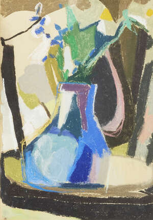 
	
		Angelica Garnett, 
		British 1918-2012-
		 
		Studio still life, 1973;
		 
		oil pastel...