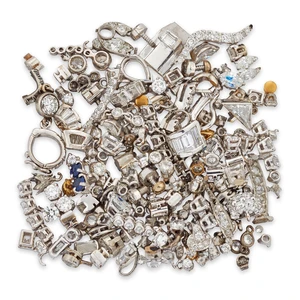 A group of diamond set components, including: a quantity of a diamond single stone collets; a...