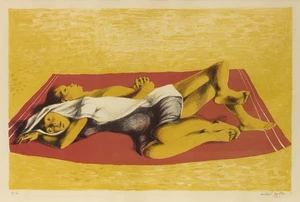Michael Ayrton,&nbsp;British 1921-1975,&nbsp;Sunbathers, c.1956;&nbsp;lithograph in colours on wove,&nbsp;signed and...