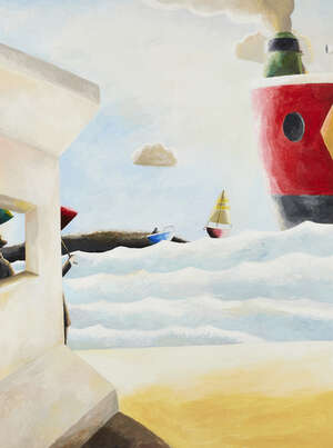 
	
		Emrys Williams, 
		British b.1958 - 
		 
		A view out to Sea; 
		 
		oil on board,...