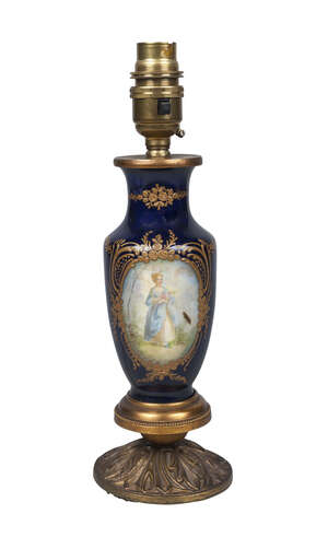 
	
		A French Sevres style porcelain vase, late 19th century,  decorated with a reserve of a...