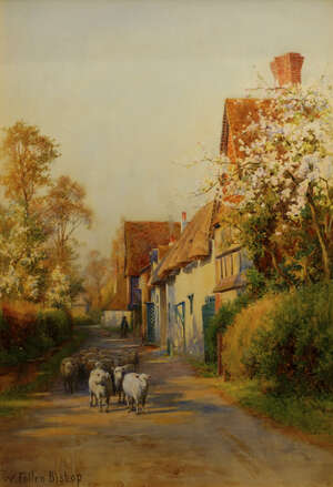 
	
		Walter Follen Bishop RBA, 
		British 1856-1936- 
		 
		'Westbrook Street, Blewbury';...