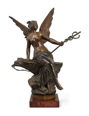 
	
		Oswald Schimmelphfennig, German, 1872-1944 
		Minerva
		Winged figure holding a...