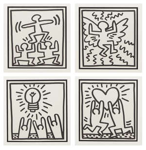 
	
		Keith Haring,
		American 1958-1990
		 
		Untitled (Love, Angel, Pyramid, Idea), 1982;
		